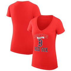 Boston Red Sox G-III 4Her by Carl Banks Women's Super-Slim Fit Lightweight Team Logo Graphic V-Neck T-Shirt Red