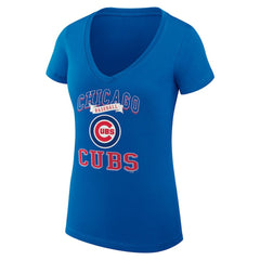Chicago Cubs G-III 4Her by Carl Banks Women's Super-Slim Fit Lightweight Team Logo Graphic V-Neck T-Shirt Royal