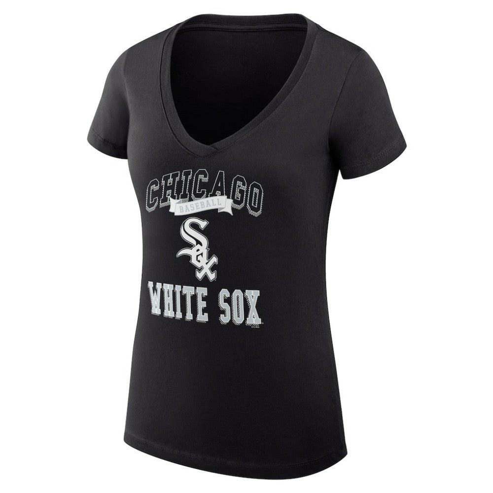 Chicago White Sox G-III 4Her by Carl Banks Women's Super-Slim Fit Lightweight Team Logo Graphic V-Neck T-Shirt Black