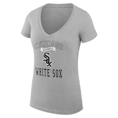 Chicago White Sox G-III 4Her by Carl Banks Women's Super-Slim Fit Lightweight Team Logo Graphic V-Neck T-Shirt Heather Gray