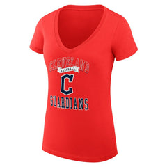 Cleveland Guardians G-III 4Her by Carl Banks Women's Super-Slim Fit Lightweight Team Logo Graphic V-Neck T-Shirt Red
