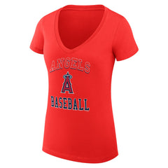 Los Angeles Angels G-III 4Her by Carl Banks Women's Super-Slim Fit Lightweight Team Logo Graphic V-Neck T-Shirt Red