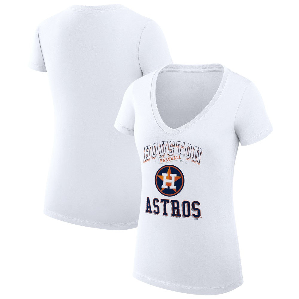 Houston Astros G-III 4Her by Carl Banks Women's Super-Slim Fit Lightweight Team Logo Graphic V-Neck T-Shirt White