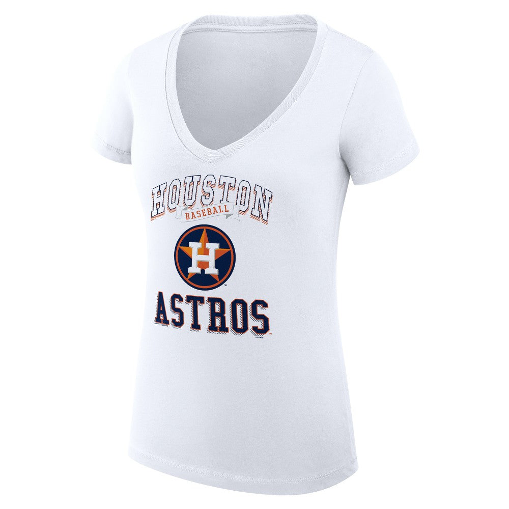 Houston Astros G-III 4Her by Carl Banks Women's Super-Slim Fit Lightweight Team Logo Graphic V-Neck T-Shirt White