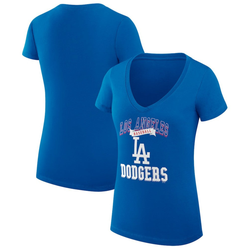 Los Angeles Dodgers G-III 4Her by Carl Banks Women's Super-Slim Fit Lightweight Team Logo Graphic V-Neck T-Shirt Royal