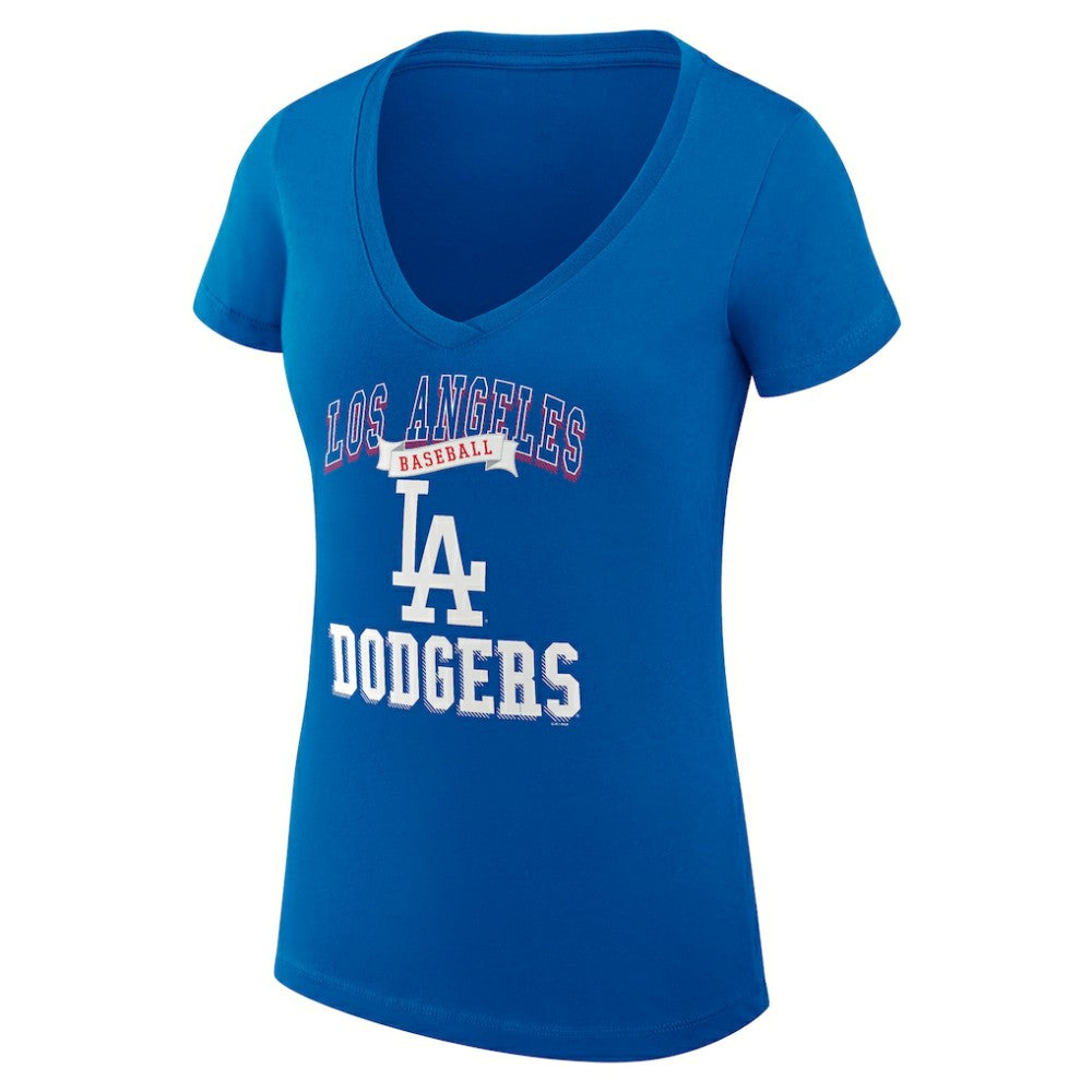 Los Angeles Dodgers G-III 4Her by Carl Banks Women's Super-Slim Fit Lightweight Team Logo Graphic V-Neck T-Shirt Royal