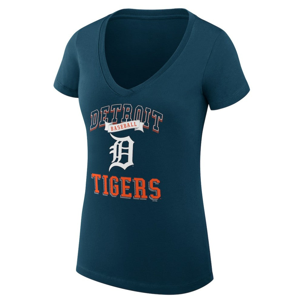 Detroit Tigers G-III 4Her by Carl Banks Women's Super-Slim Fit Lightweight Team Logo Graphic V-Neck T-Shirt Navy