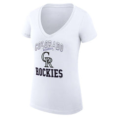 Colorado Rockies G-III 4Her by Carl Banks Women's Super-Slim Fit Lightweight Team Logo Graphic V-Neck T-Shirt White