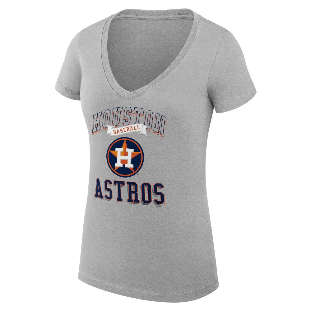 Houston Astros G-III 4Her by Carl Banks Women's Super-Slim Fit Lightweight Team Logo Graphic V-Neck T-Shirt Heather Gray