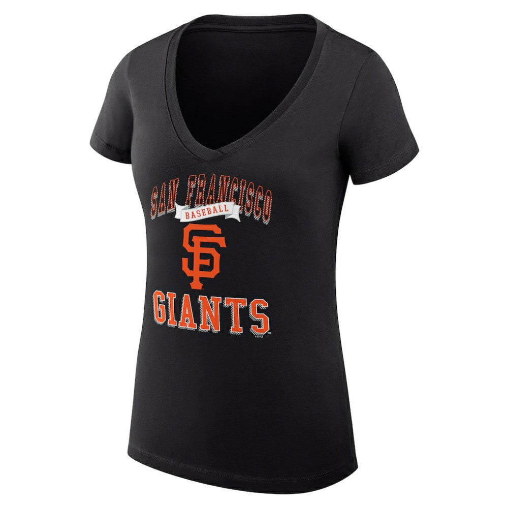 San Francisco Giants G-III 4Her by Carl Banks Women's Super-Slim Fit Lightweight Team Logo Graphic V-Neck T-Shirt Black