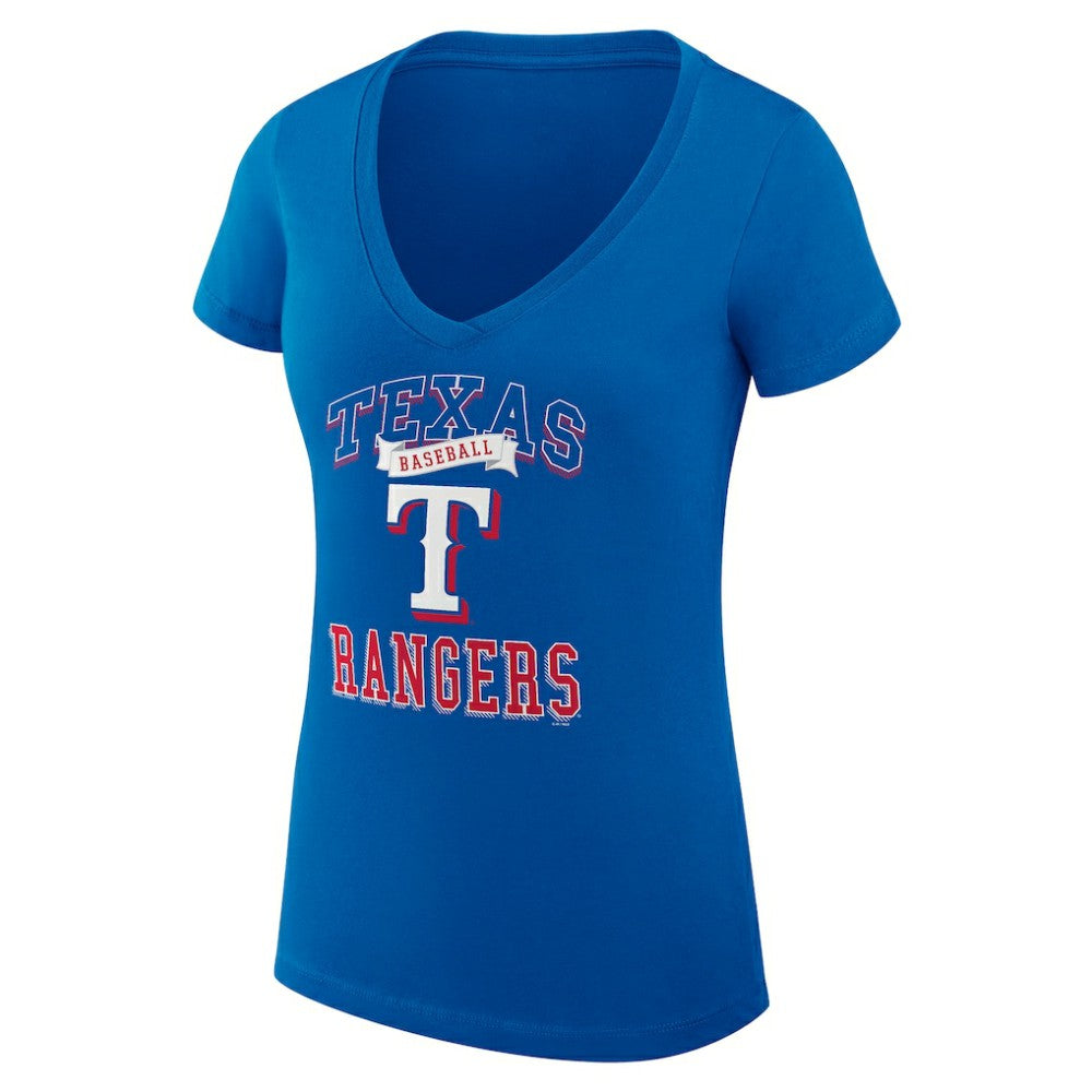 Texas Rangers G-III 4Her by Carl Banks Women's Super-Slim Fit Lightweight Team Logo Graphic V-Neck T-Shirt Royal