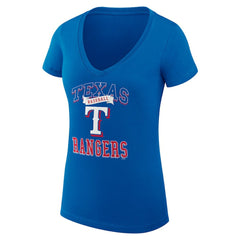 Texas Rangers G-III 4Her by Carl Banks Women's Super-Slim Fit Lightweight Team Logo Graphic V-Neck T-Shirt Royal