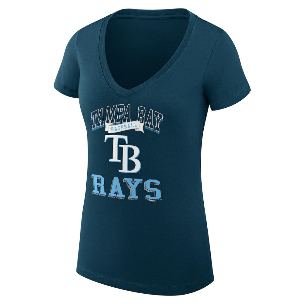 Tampa Bay Rays G-III 4Her by Carl Banks Women's Super-Slim Fit Lightweight Team Logo Graphic V-Neck T-Shirt Navy