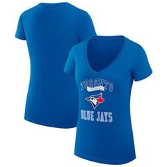 Toronto Blue Jays G-III 4Her by Carl Banks Women's Super-Slim Fit Lightweight Team Logo Graphic V-Neck T-Shirt Royal