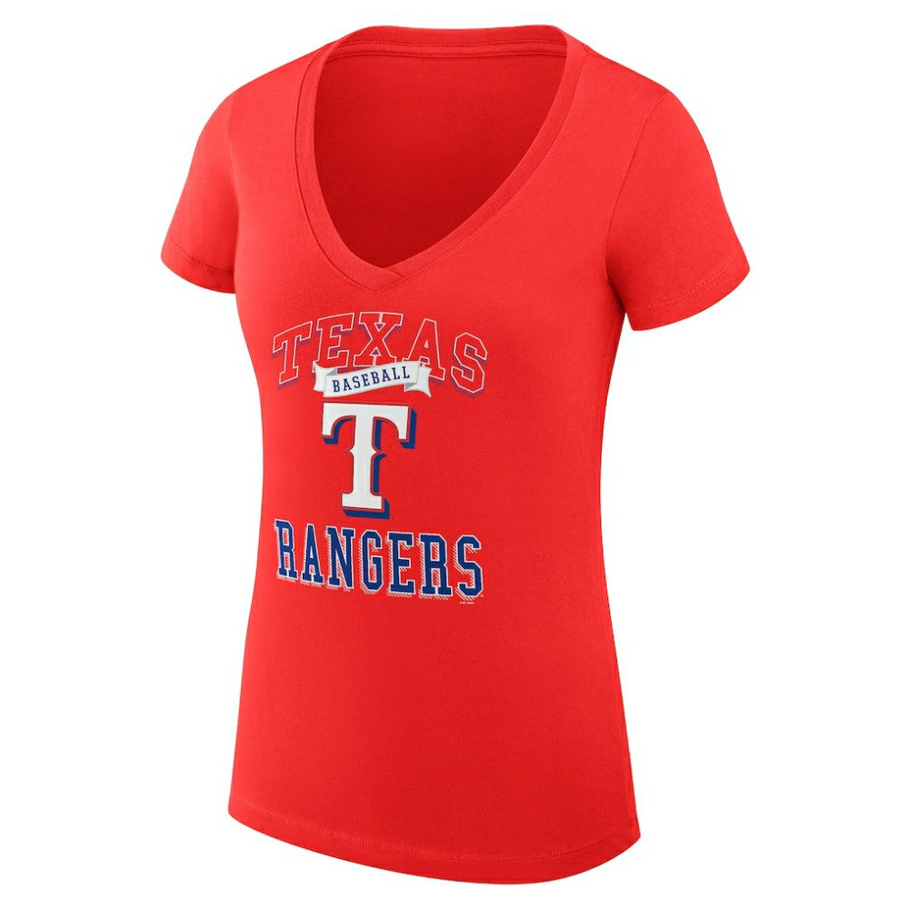 Texas Rangers G-III 4Her by Carl Banks Women's Super-Slim Fit Lightweight Team Logo Graphic V-Neck T-Shirt Red
