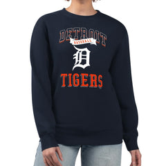 Detroit Tigers G-III 4Her by Carl Banks Women's Team Logo Graphic Tri-Blend Fleece Pullover Sweatshirt Navy