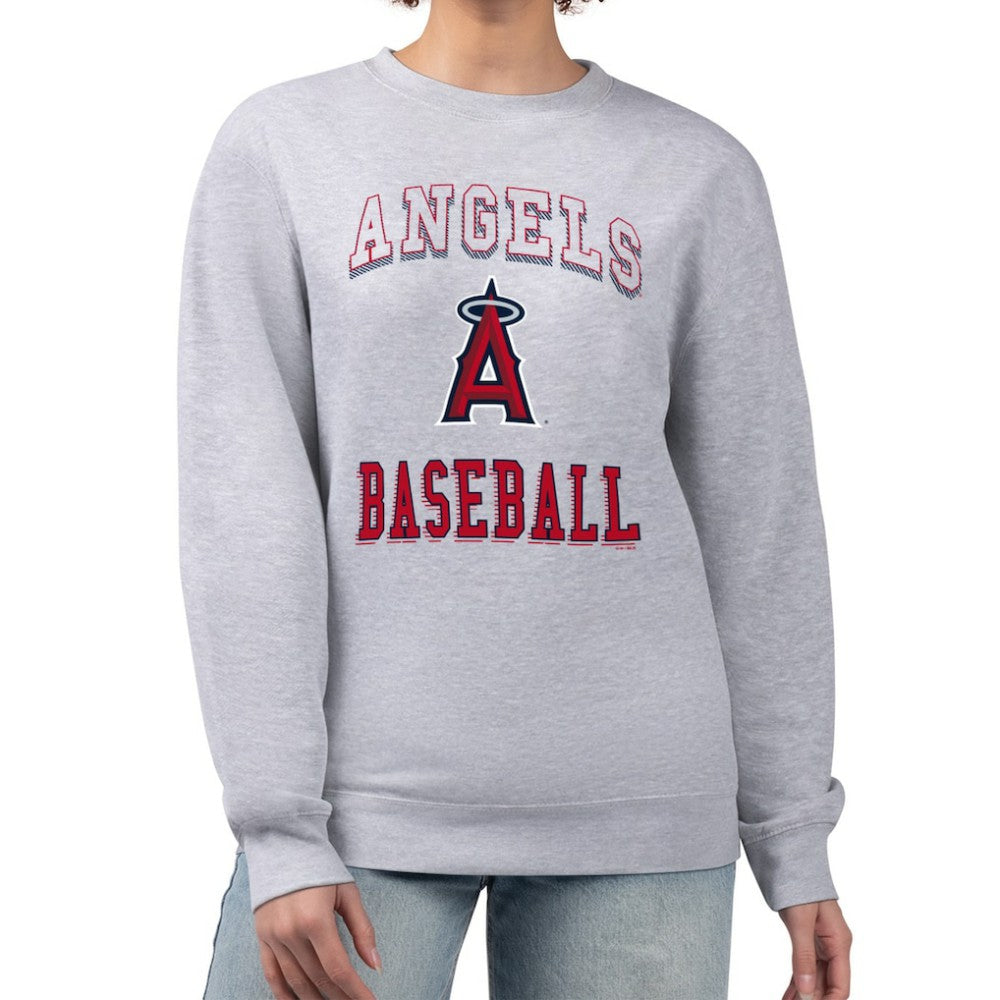 Los Angeles Angels G-III 4Her by Carl Banks Women's Team Logo Graphic Tri-Blend Fleece Pullover Sweatshirt Heather Gray