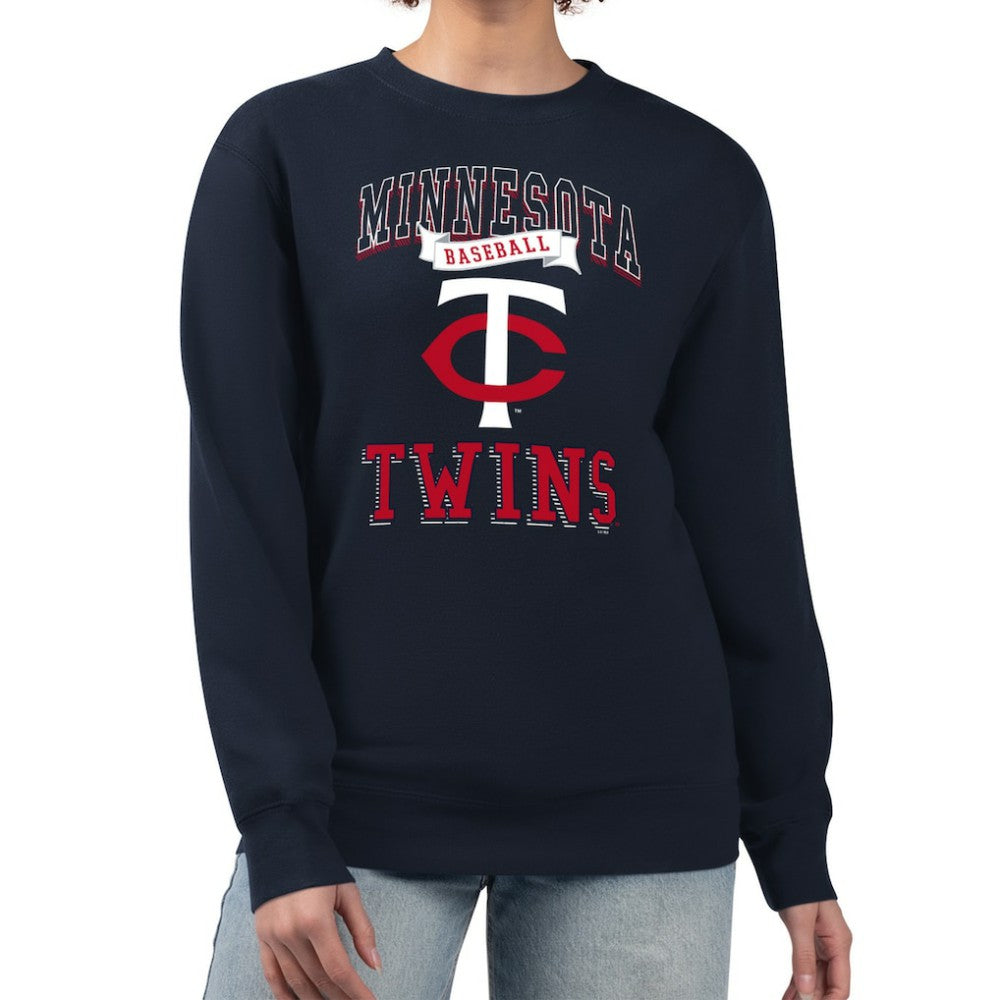 Minnesota Twins G-III 4Her by Carl Banks Women's Team Logo Graphic Tri-Blend Fleece Pullover Sweatshirt Navy