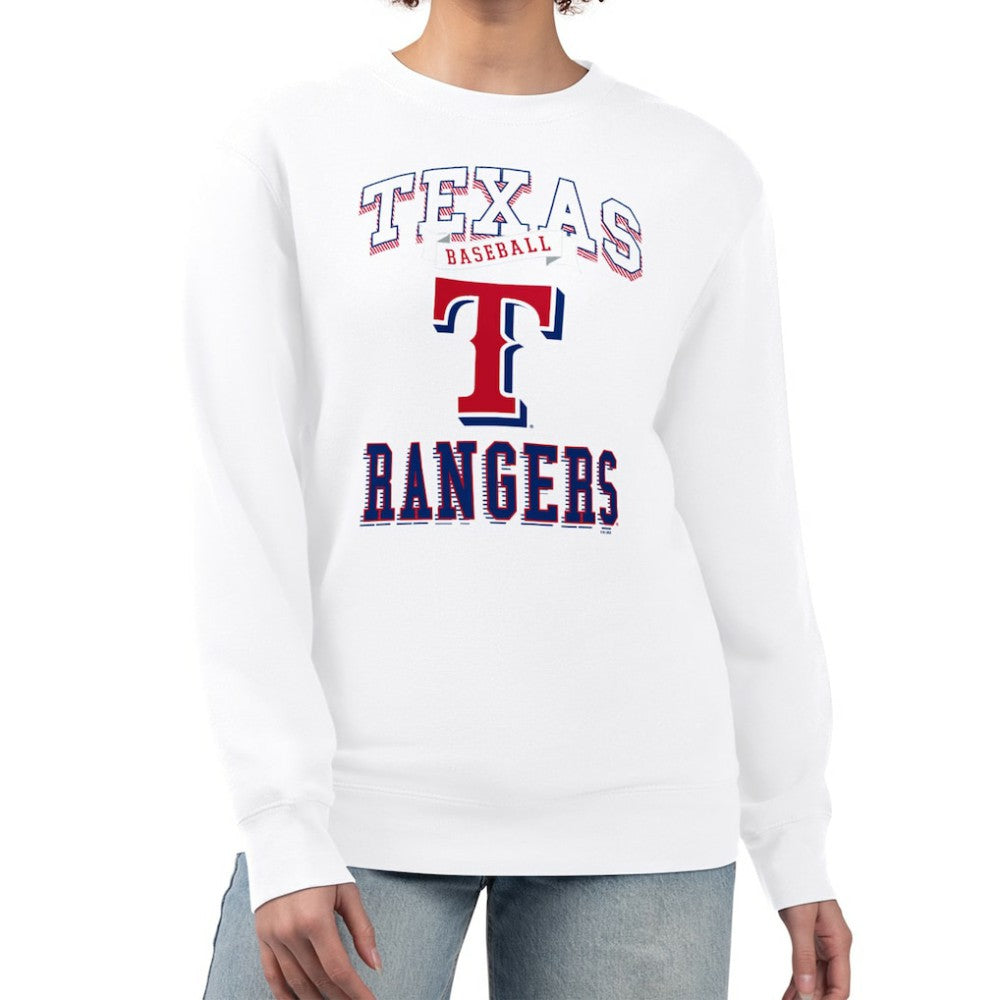 Texas Rangers G-III 4Her by Carl Banks Women's Team Logo Graphic Tri-Blend Fleece Pullover Sweatshirt White