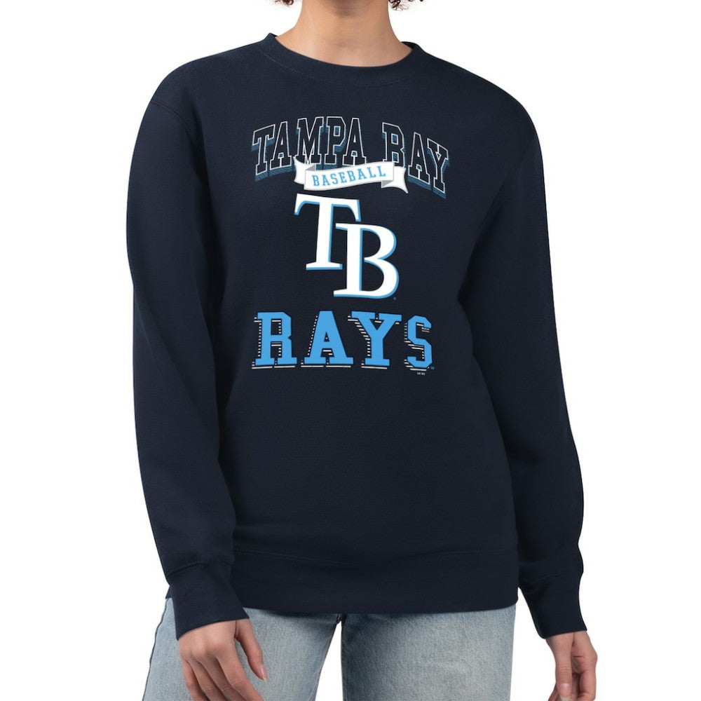 Tampa Bay Rays G-III 4Her by Carl Banks Women's Team Logo Graphic Tri-Blend Fleece Pullover Sweatshirt Navy