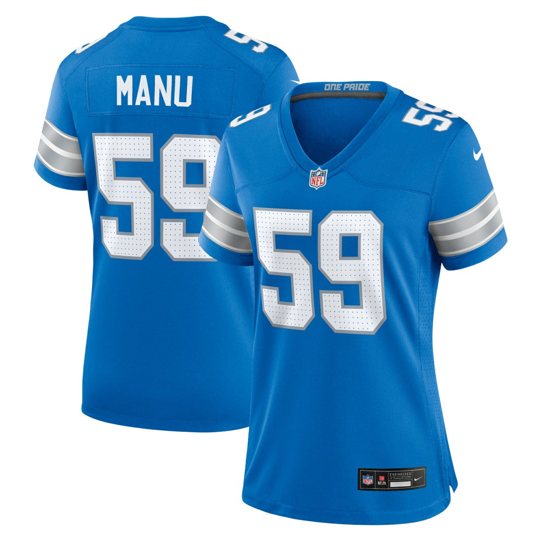 Giovanni Manu Detroit Lions Women's Team Game Jersey - Blue sale