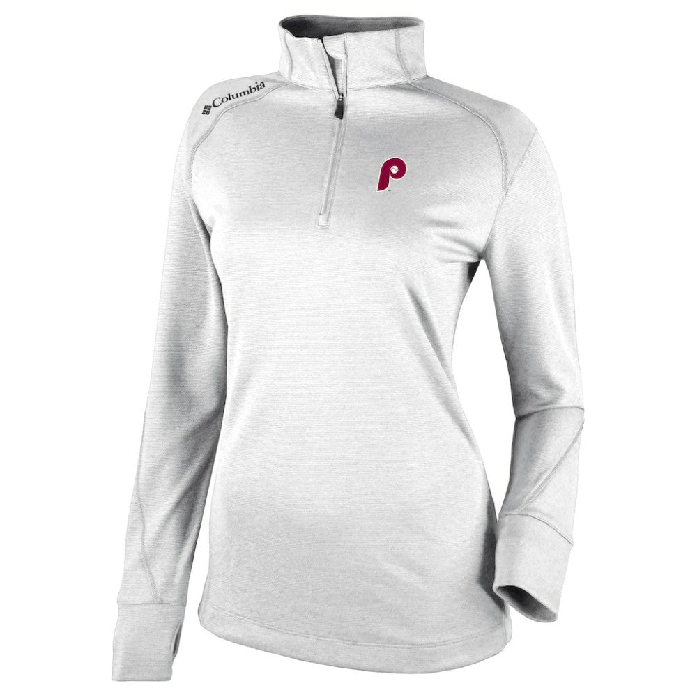 Philadelphia Phillies Women's Cooperstown Collection Shotgun 2.0 Omni-Wick Quarter-Zip Top - White