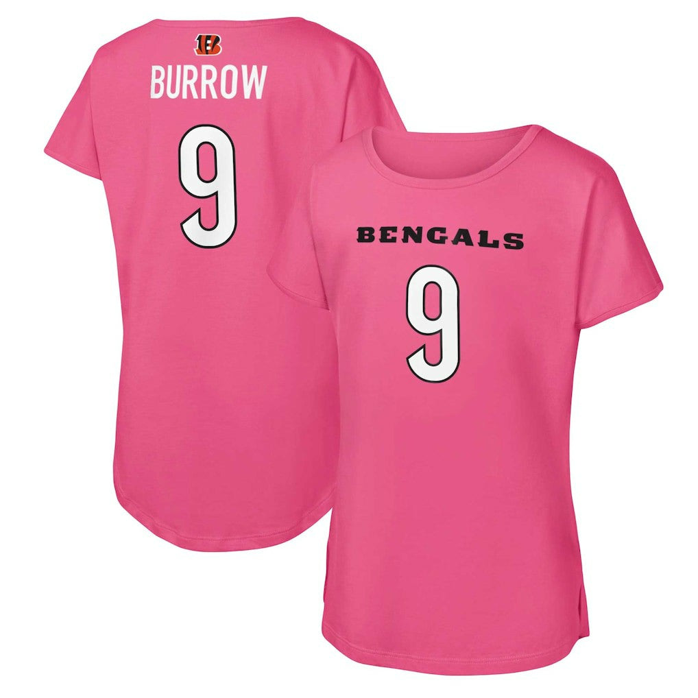 Joe Burrow Cincinnati Bengals Girls Youth Player Name & Number T-Shirt - Pink discount