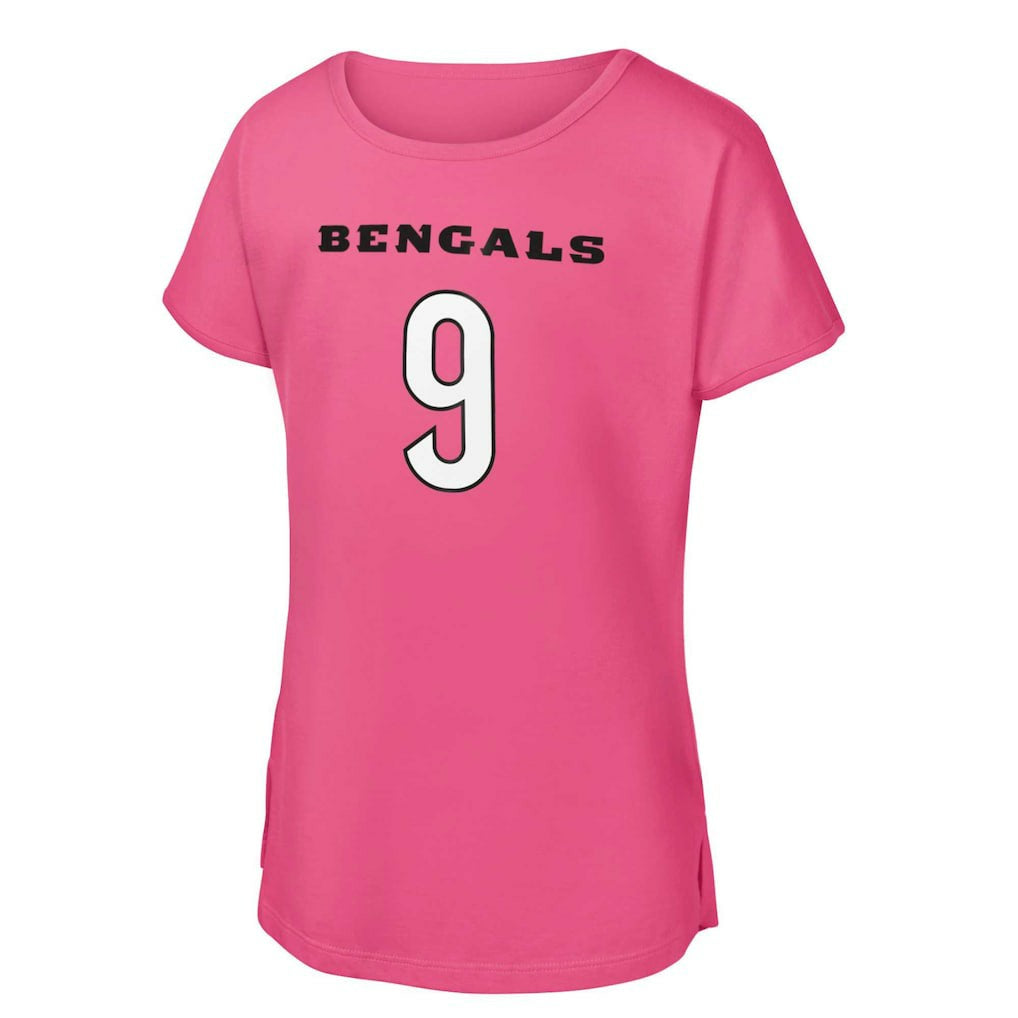 Joe Burrow Cincinnati Bengals Girls Youth Player Name & Number T-Shirt - Pink discount