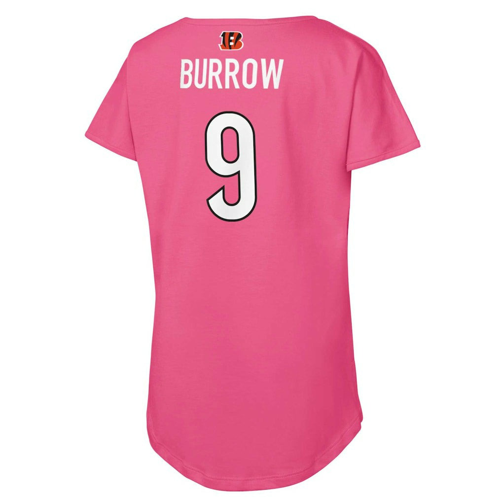 Joe Burrow Cincinnati Bengals Girls Youth Player Name & Number T-Shirt - Pink discount