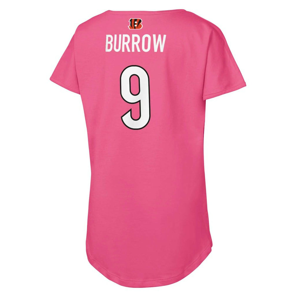Joe Burrow Cincinnati Bengals Girls Youth Player Name & Number T-Shirt - Pink discount