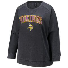 Minnesota Vikings Profile Women's Plus Size Acid Wash Raglan Sweatshirt - Charcoal on sale
