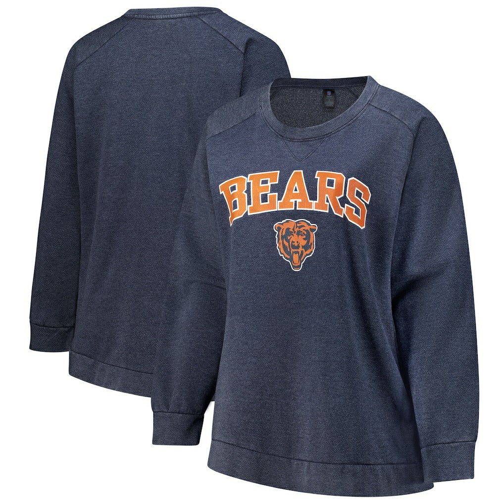 Chicago Bears Profile Women's Plus Size Acid Wash Raglan Sweatshirt - Navy online