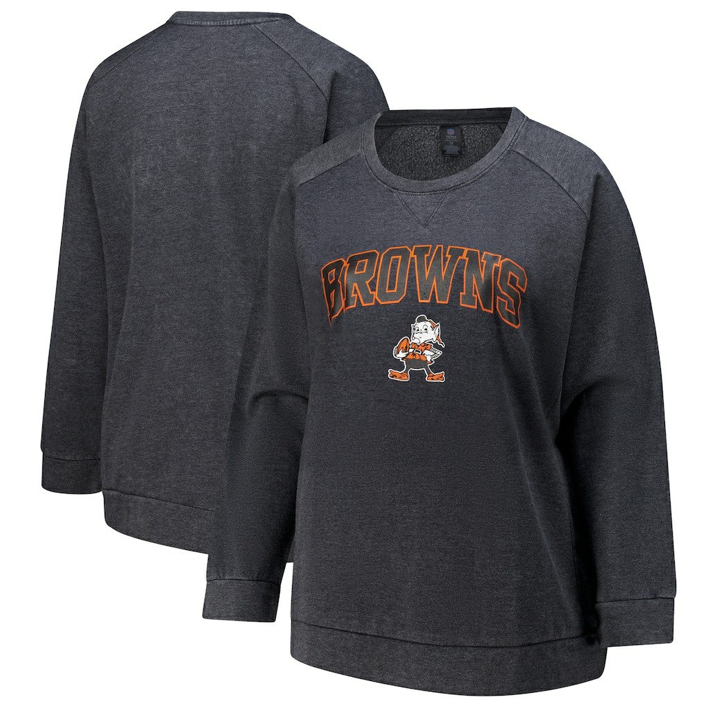 Cleveland Browns Profile Women's Plus Size Acid Wash Raglan Sweatshirt - Charcoal sale