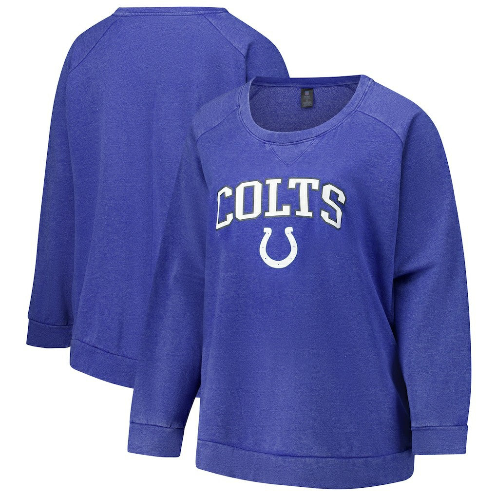 Indianapolis Colts Profile Women's Plus Size Acid Wash Raglan Sweatshirt - Royal discount