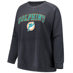 Miami Dolphins Profile Women's Plus Size Acid Wash Raglan Sweatshirt - Charcoal outlet