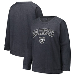 Las Vegas Raiders Profile Women's Plus Size Acid Wash Raglan Sweatshirt - Charcoal on sale