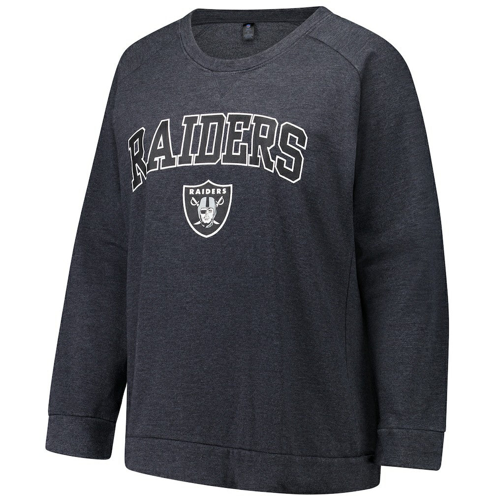 Las Vegas Raiders Profile Women's Plus Size Acid Wash Raglan Sweatshirt - Charcoal on sale