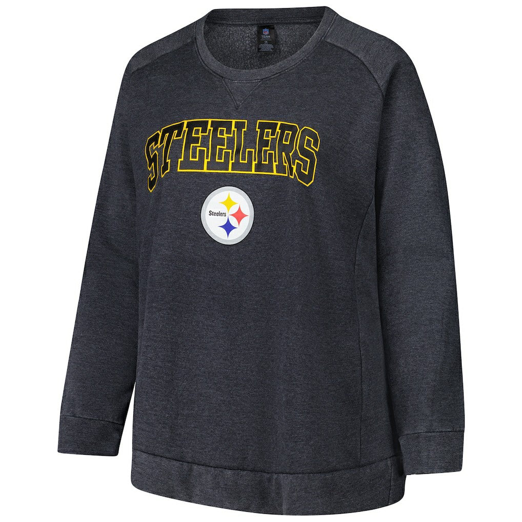 Pittsburgh Steelers Profile Women's Plus Size Acid Wash Raglan Sweatshirt - Charcoal online