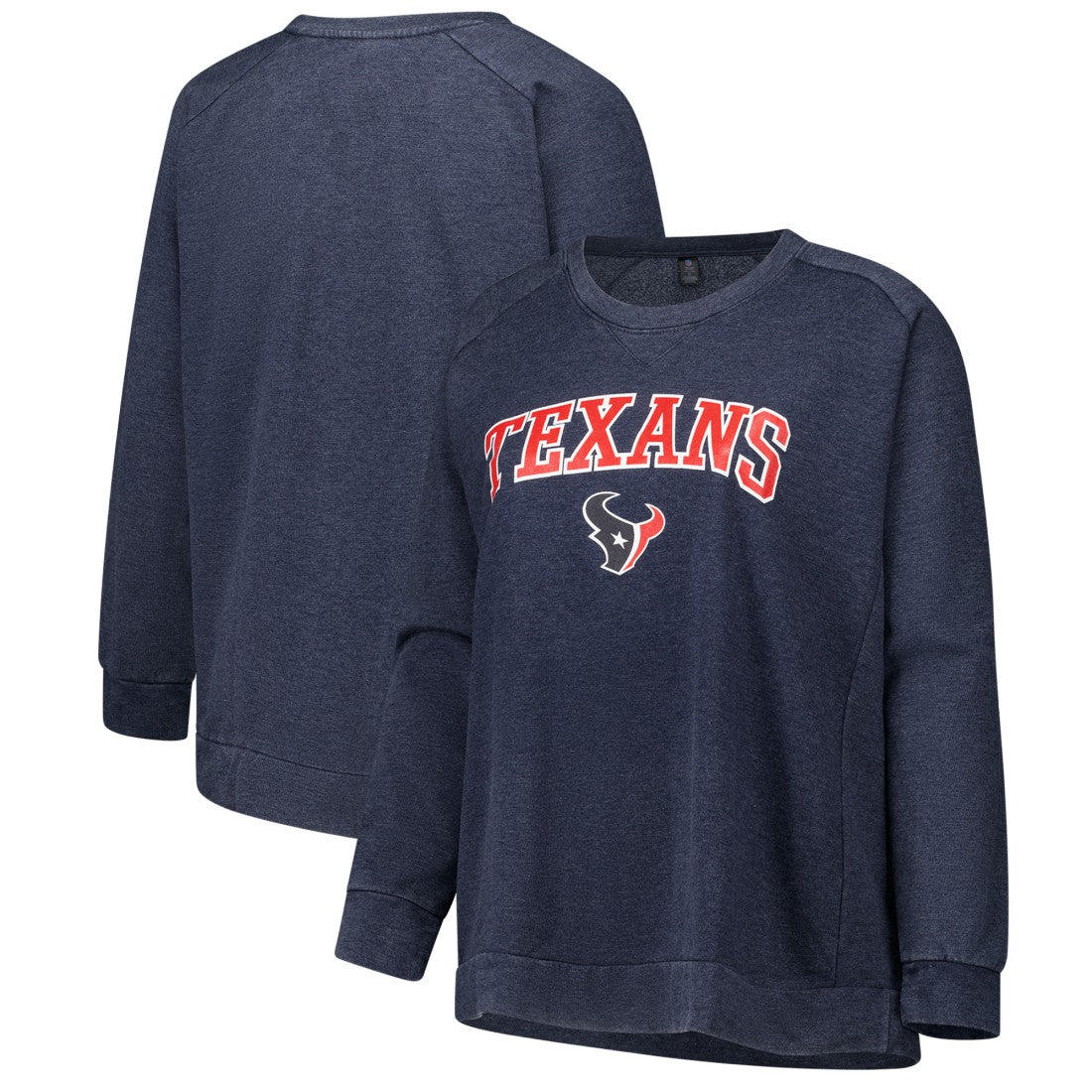 Houston Texans Profile Women's Plus Size Acid Wash Raglan Sweatshirt - Navy discount