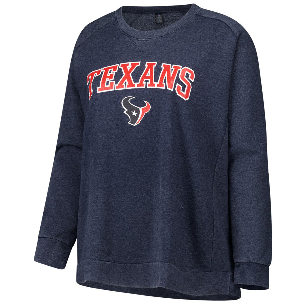 Houston Texans Profile Women's Plus Size Acid Wash Raglan Sweatshirt - Navy discount