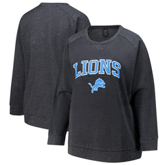 Detroit Lions Profile Women's Plus Size Acid Wash Raglan Sweatshirt - Charcoal discount