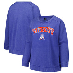 New England Patriots Profile Women's Plus Size Acid Wash Raglan Sweatshirt - Royal outlet
