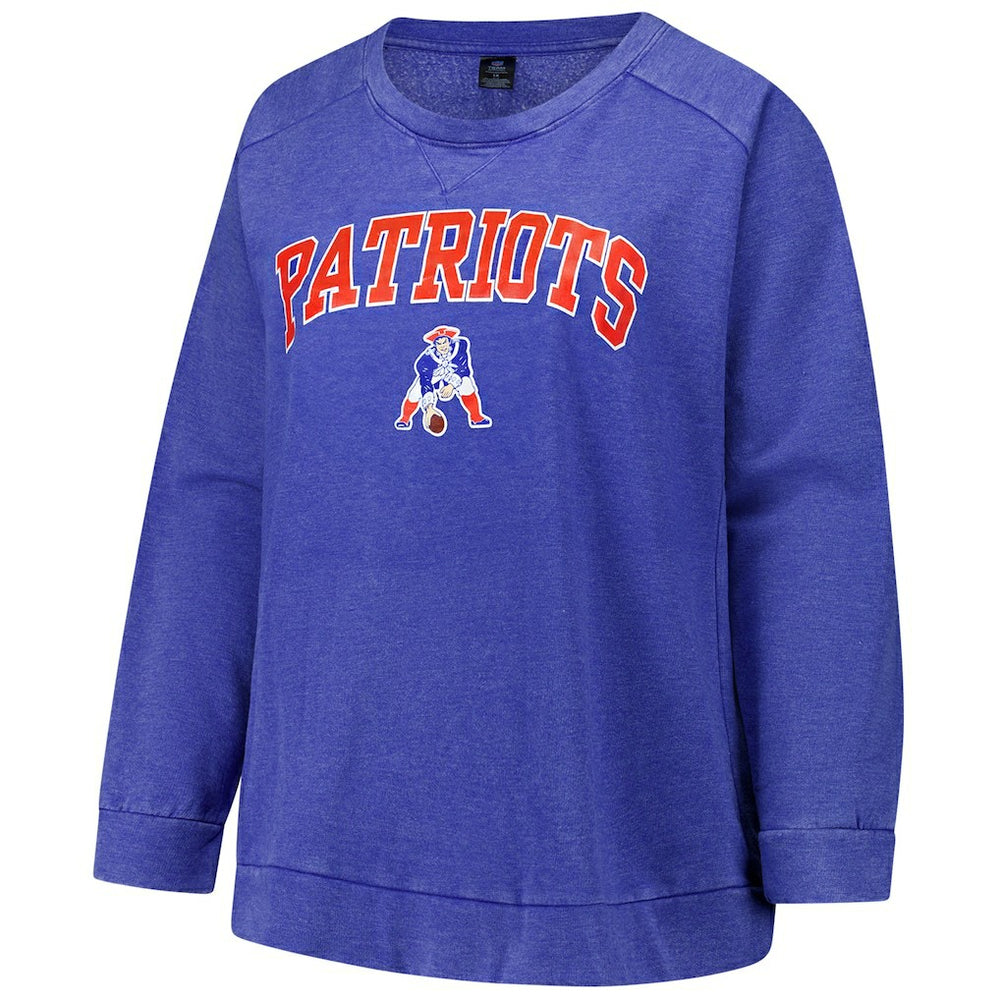New England Patriots Profile Women's Plus Size Acid Wash Raglan Sweatshirt - Royal outlet