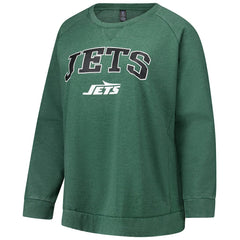 New York Jets Profile Women's Plus Size Acid Wash Raglan Sweatshirt - Heather Green for sale