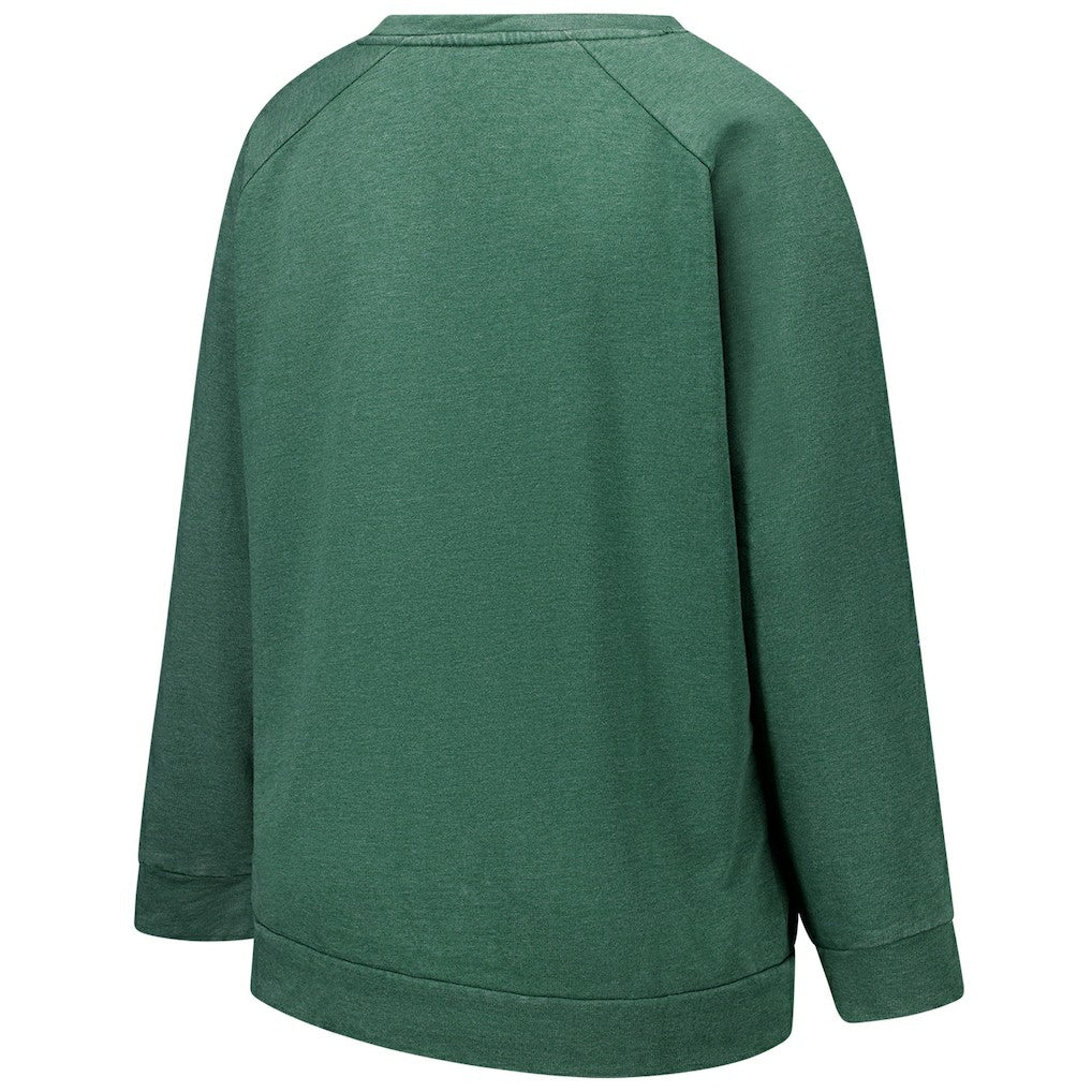 New York Jets Profile Women's Plus Size Acid Wash Raglan Sweatshirt - Heather Green for sale