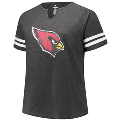 Arizona Cardinals Women's Plus Size Logo Striped Raglan Notch Neck T-Shirt - Charcoal sale