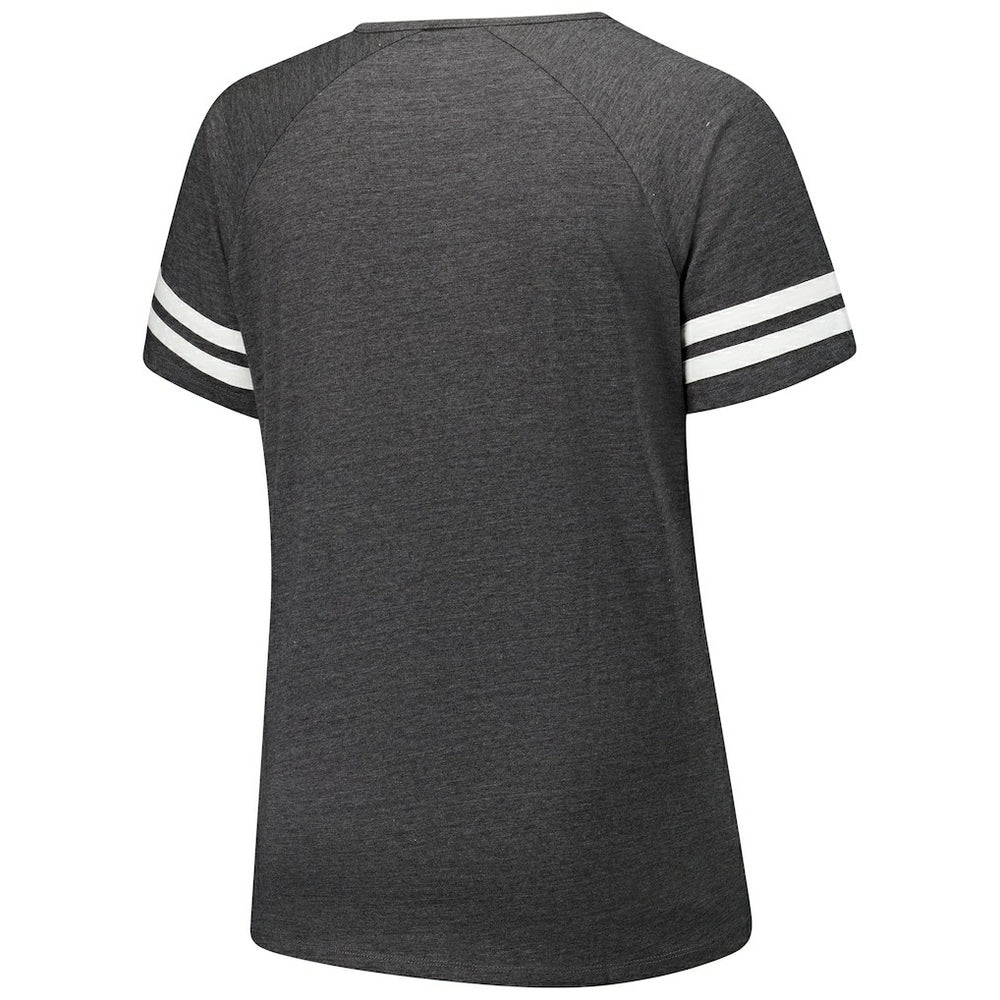 Arizona Cardinals Women's Plus Size Logo Striped Raglan Notch Neck T-Shirt - Charcoal sale
