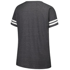 New York Jets Women's Plus Size Logo Striped Raglan Notch Neck T-Shirt - Charcoal sale