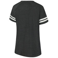 Carolina Panthers Women's Plus Size Logo Striped Raglan Notch Neck T-Shirt - Black on sale