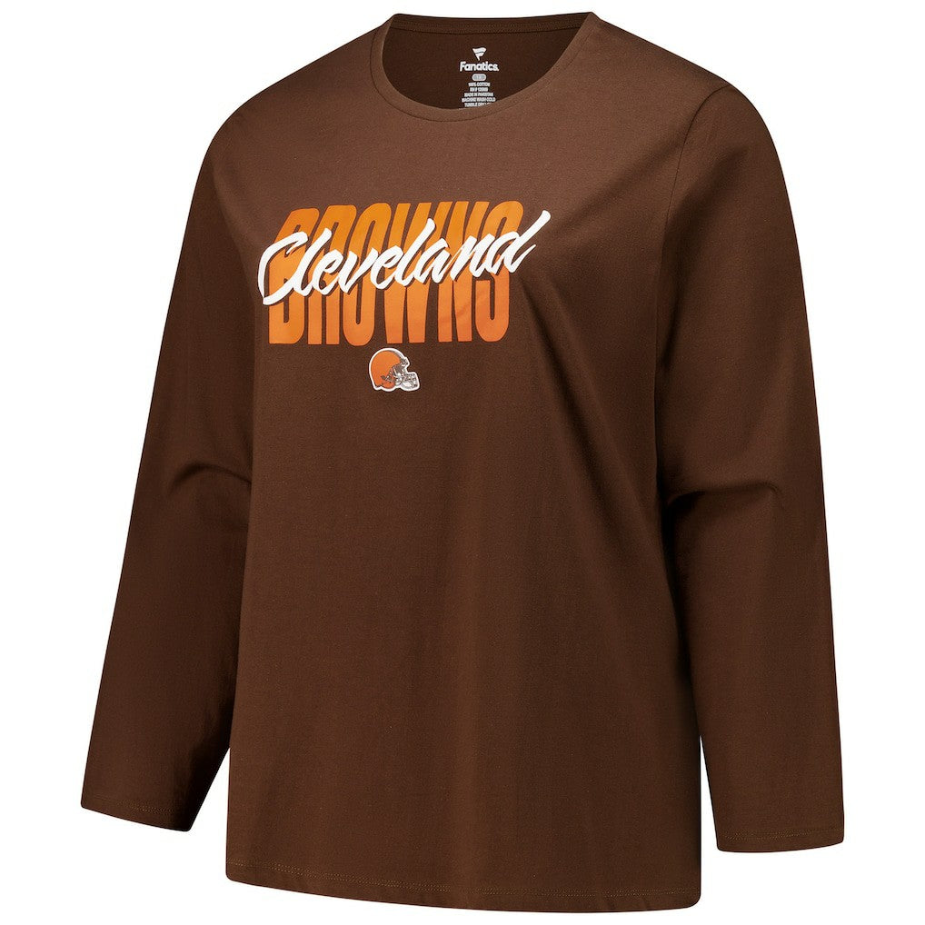 Cleveland Browns Women's Long Sleeve Scoop Neck T-Shirt - Brown sale